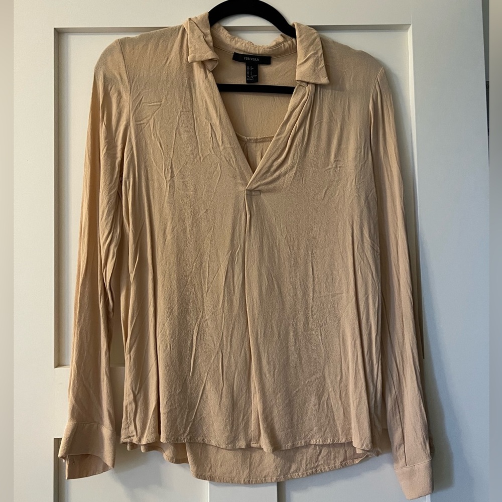 Long sleeve nude blouse